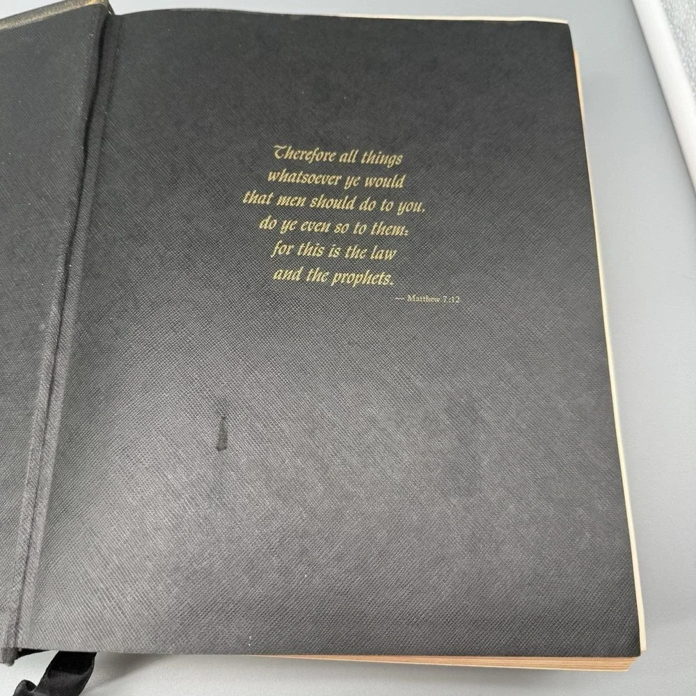 The Holy Bible Golden Rule Edition Vtg Family Bible Large Black Leather Cover‎
